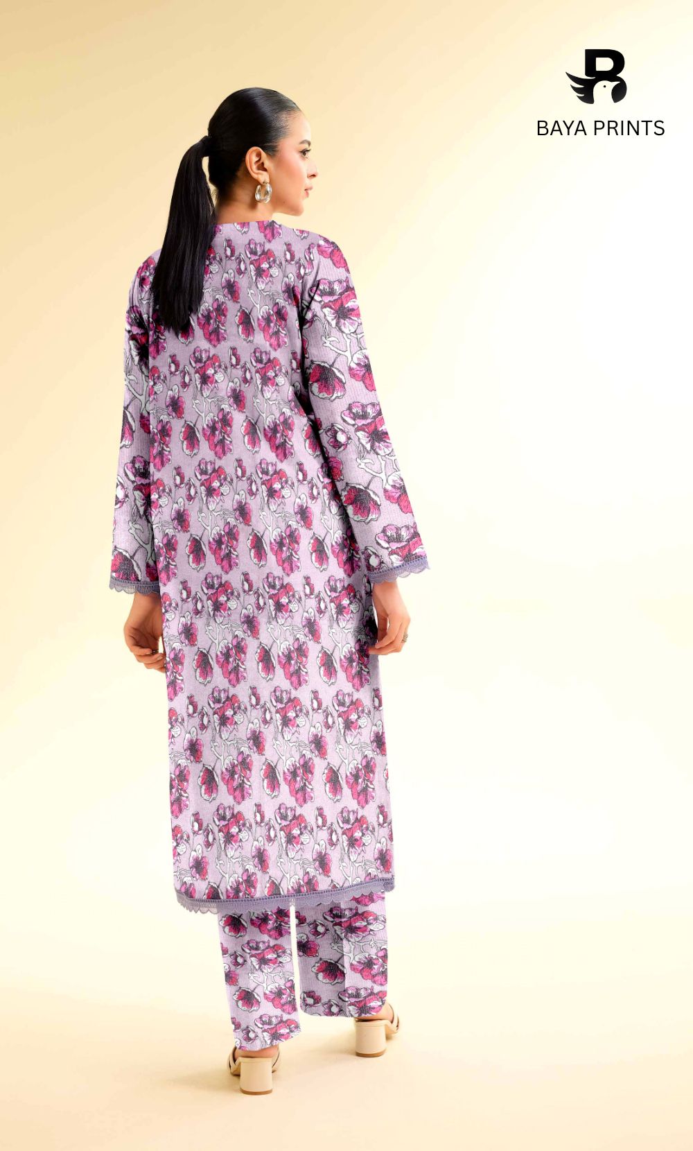 2-Piece Unstitched Dhanak Printed Suit with Embroidered Border-DE-V1-10