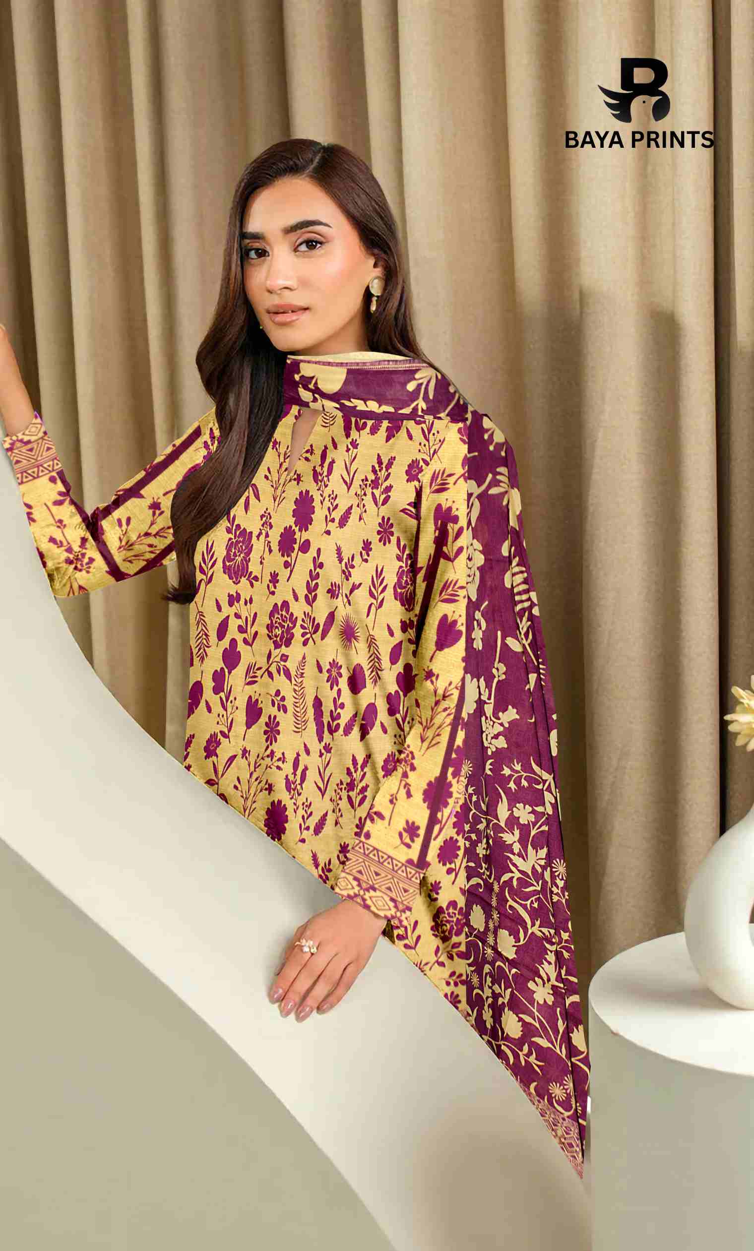 3 Piece Unstitched Printed Lawn Suit -BA-V28-4