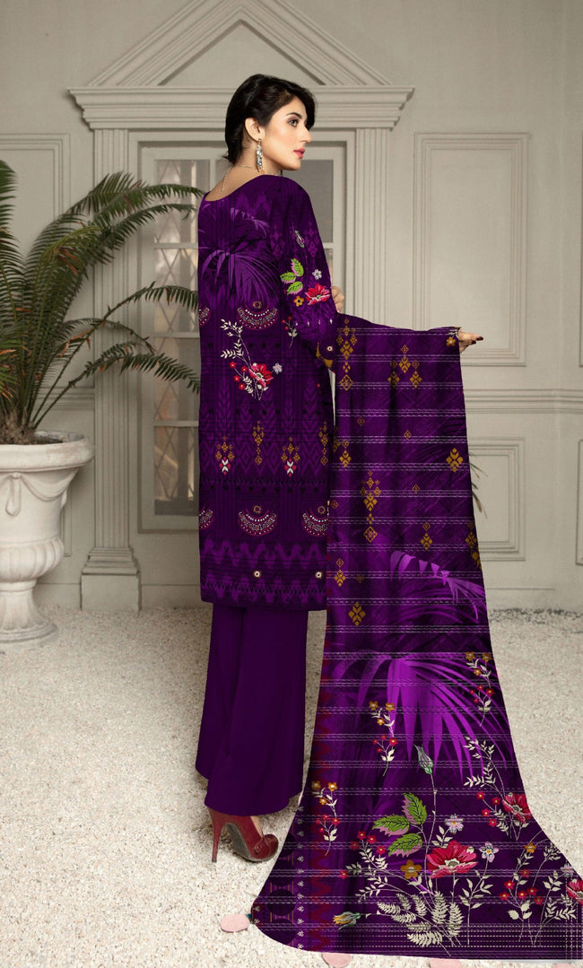 3-Piece Unstitched Dhanak Suit - DE-VOL-7 Main Image