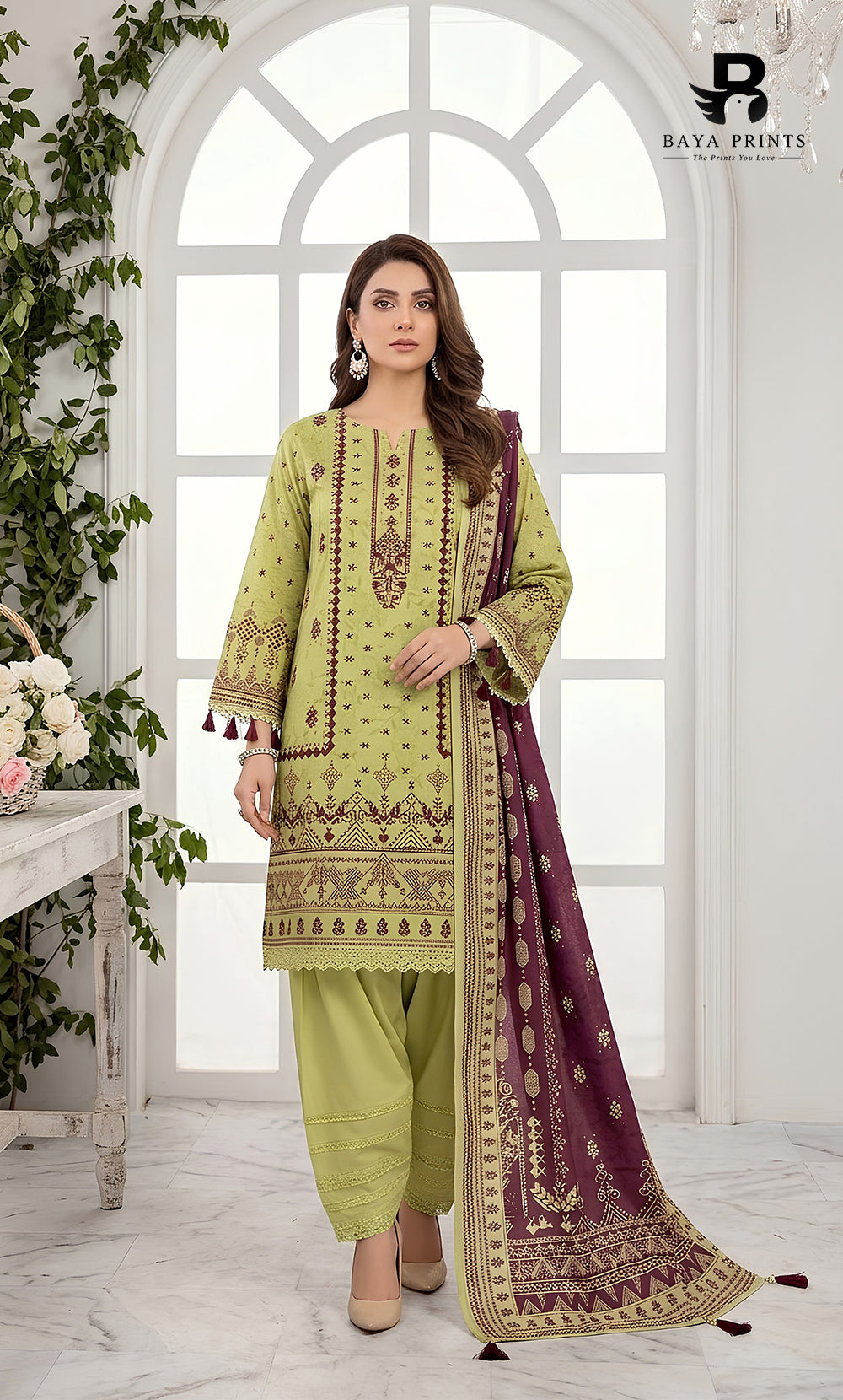 Khadder 3-Piece Unstitch  Yellow Vol:114
