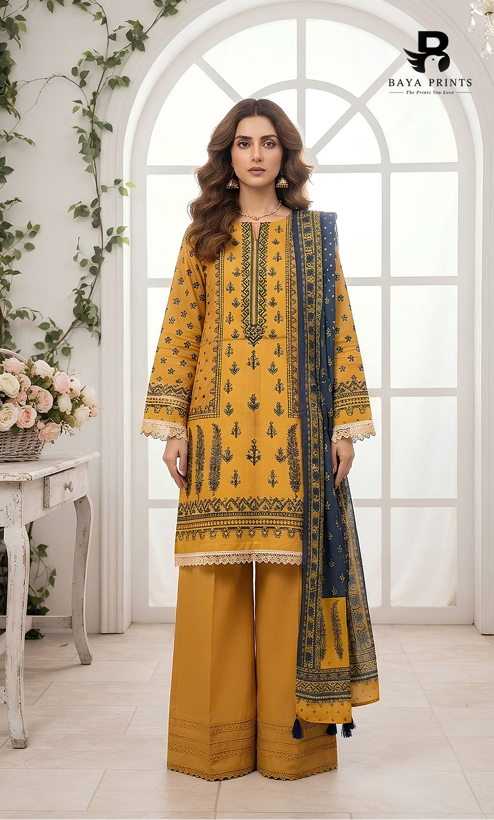 Khadder 3-Piece Unstitch  Musturd Vol:114