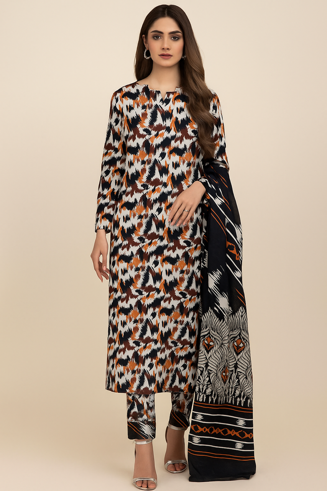 3 Piece Unstitched Premium Lawn Suit- BA-V-30-S29 Main Image