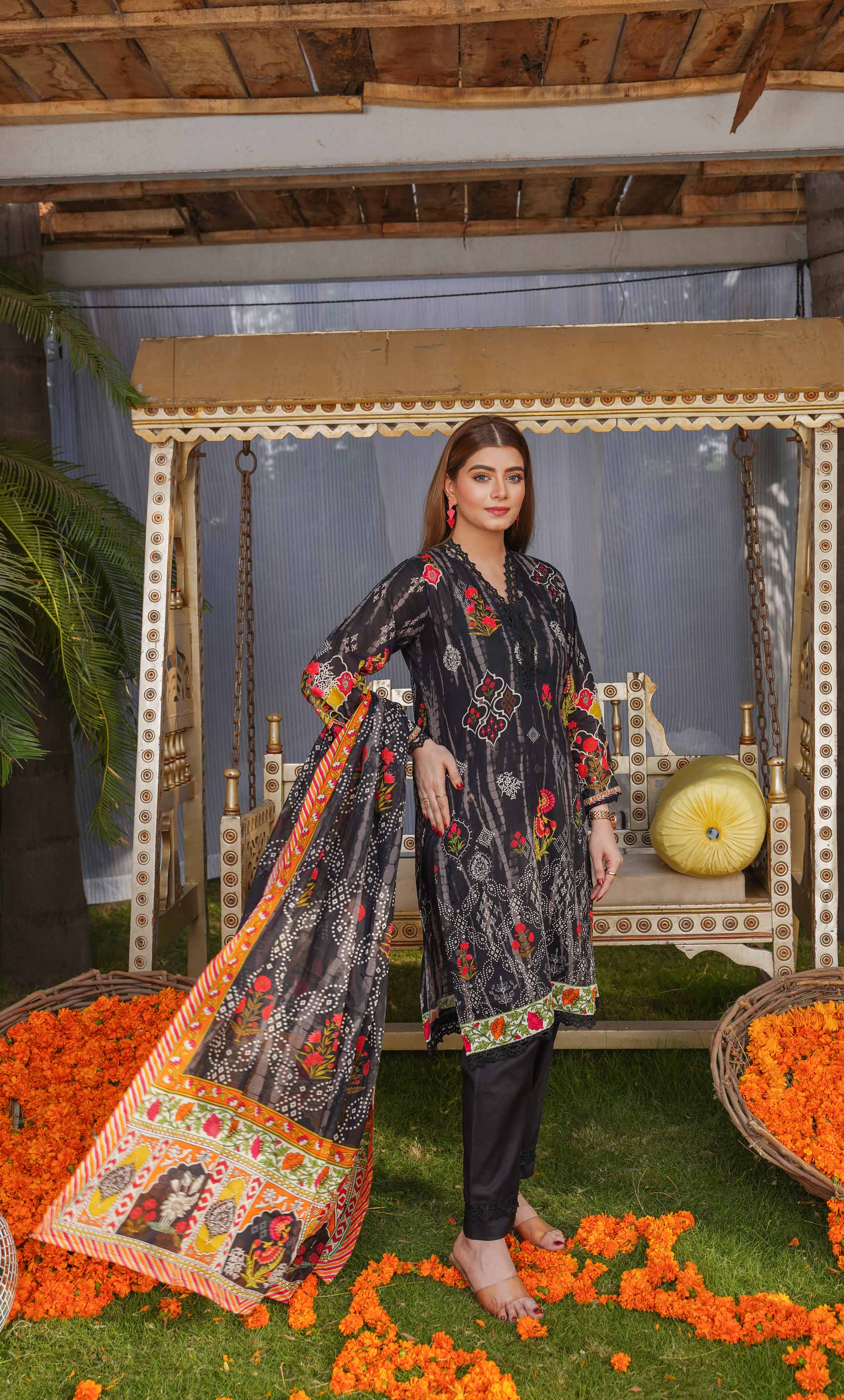 3 Piece Unstitched Printed Lawn  Suit | Tye & Dye V2-05