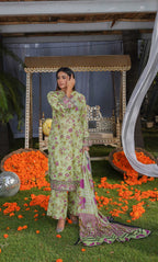 3 Piece Unstitched Printed  Dobby Lawn Suit -BA-V17-07