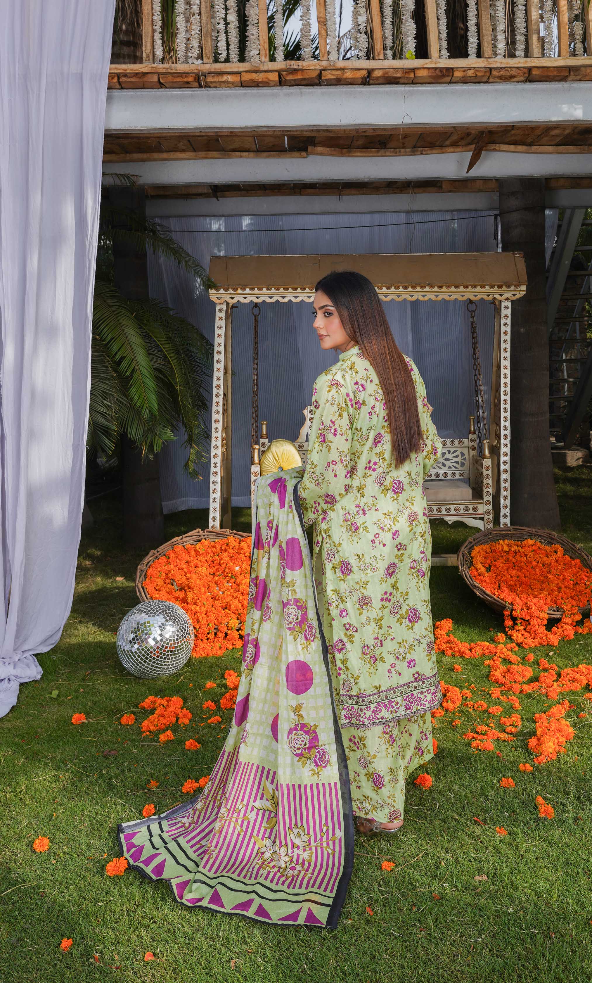 3 Piece Unstitched Printed  Dobby Lawn Suit -BA-V17-07