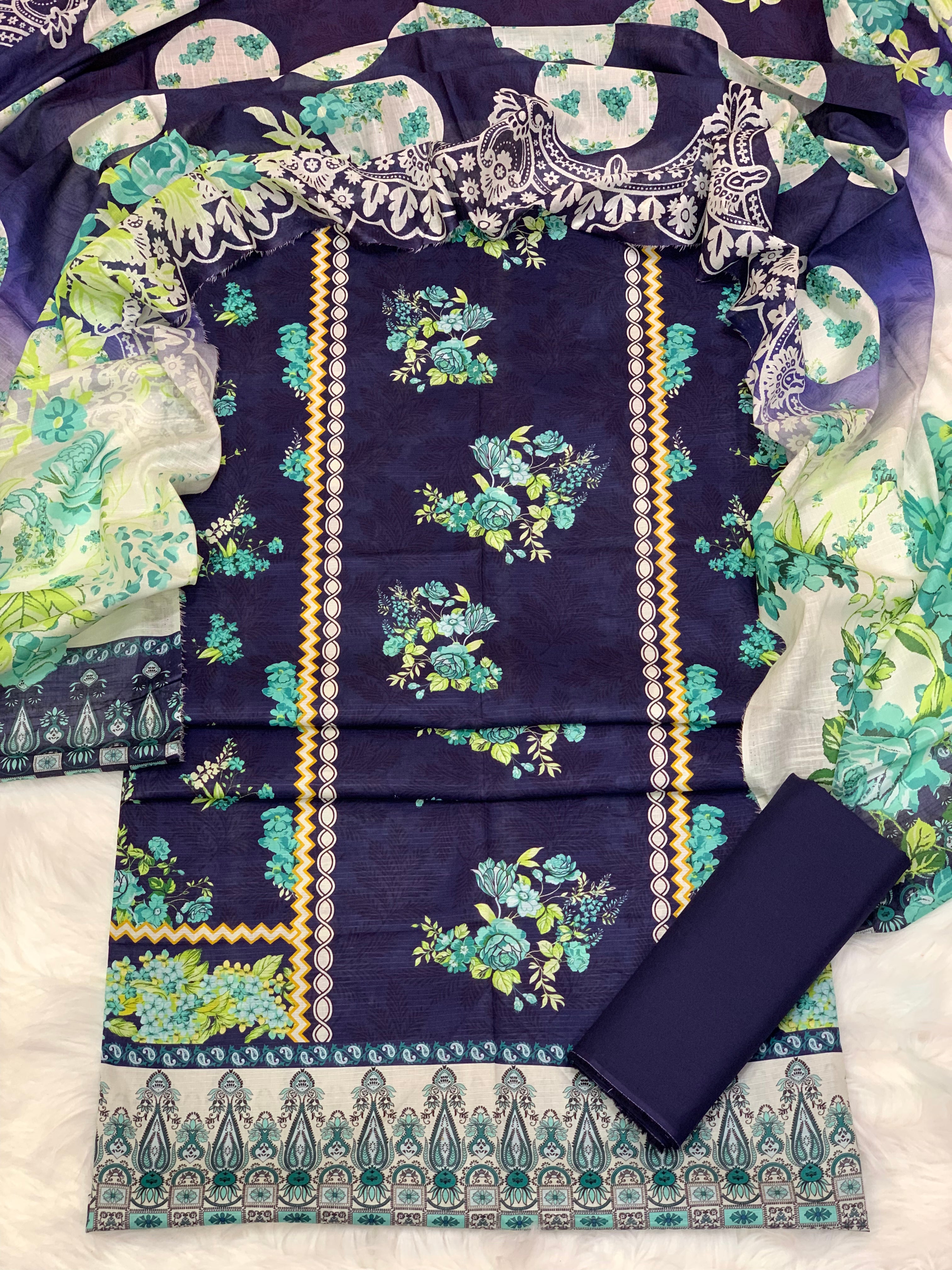 3 Piece Unstitched Printed Lawn Suit | BA-V15-02