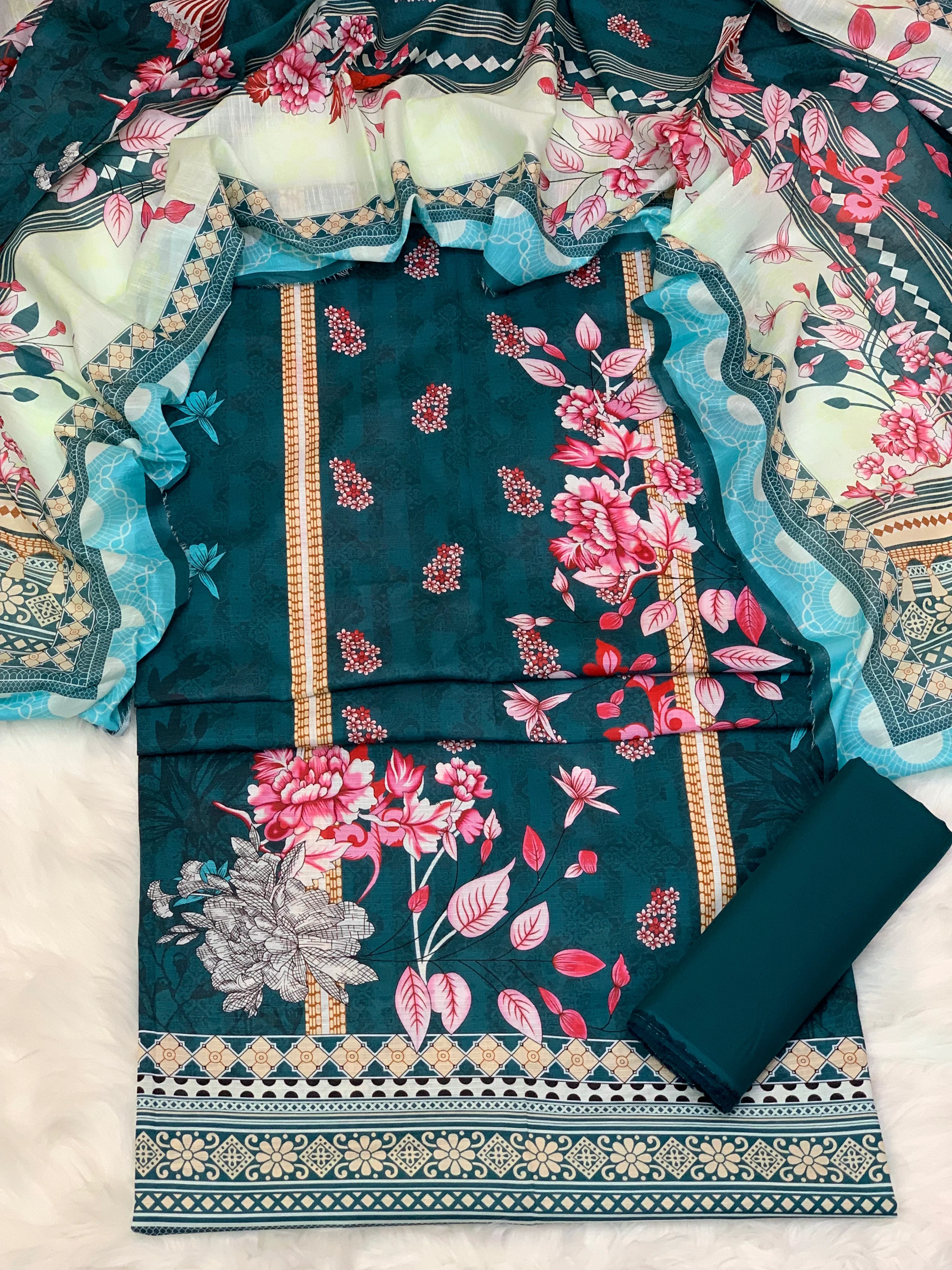 3 Piece Unstitched Printed Lawn Suit | BA-V15-03