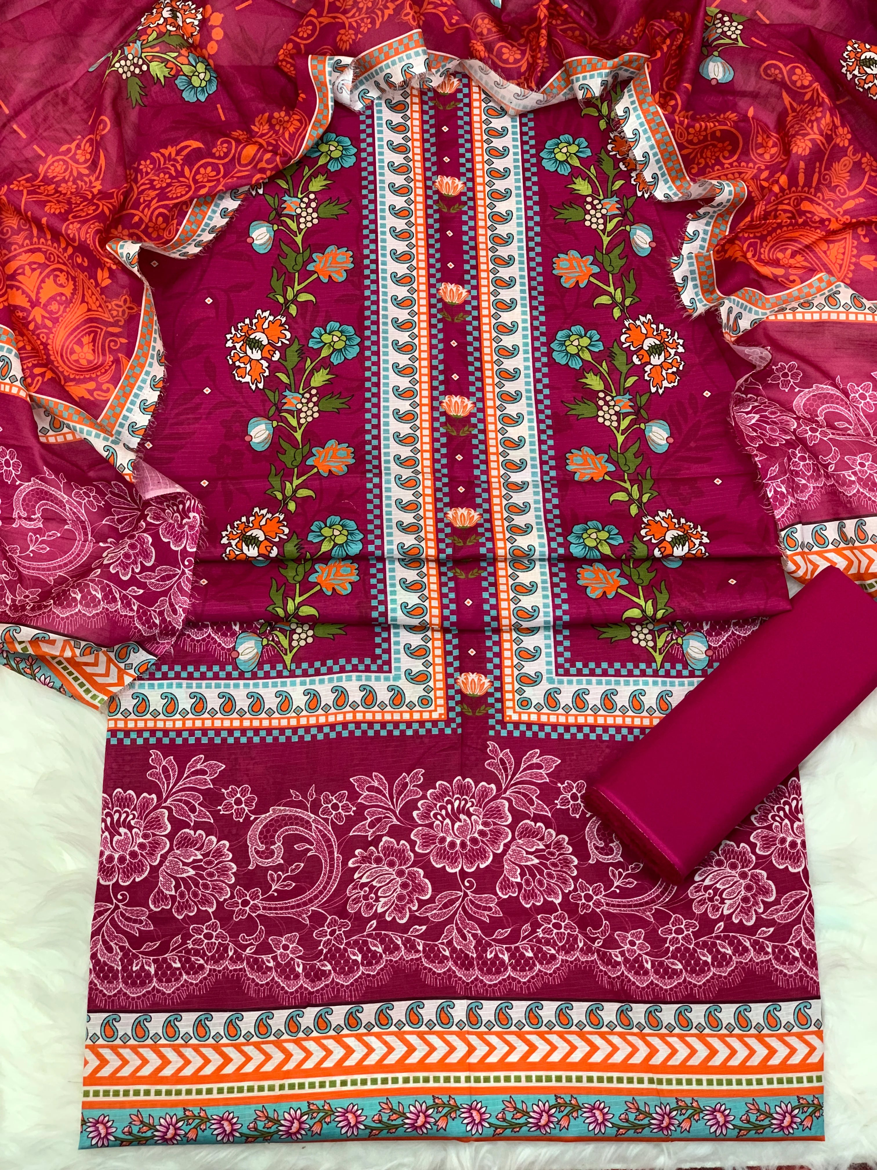 3 Piece Unstitched Printed Lawn Suit | BA-V15-04