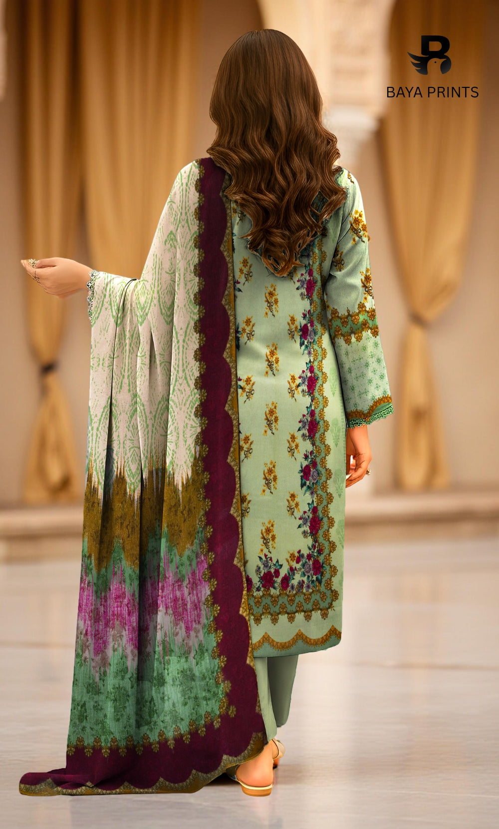 3 Piece Unstitched Karandi Suit BA-V6 007