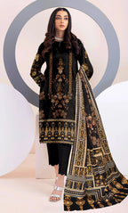 3 Piece Unstitched Printed Dobby Lawn Suit -BA-V18-03