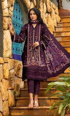 3 Piece Unstitched Printed Dobby Lawn Suit -BA-V18-07