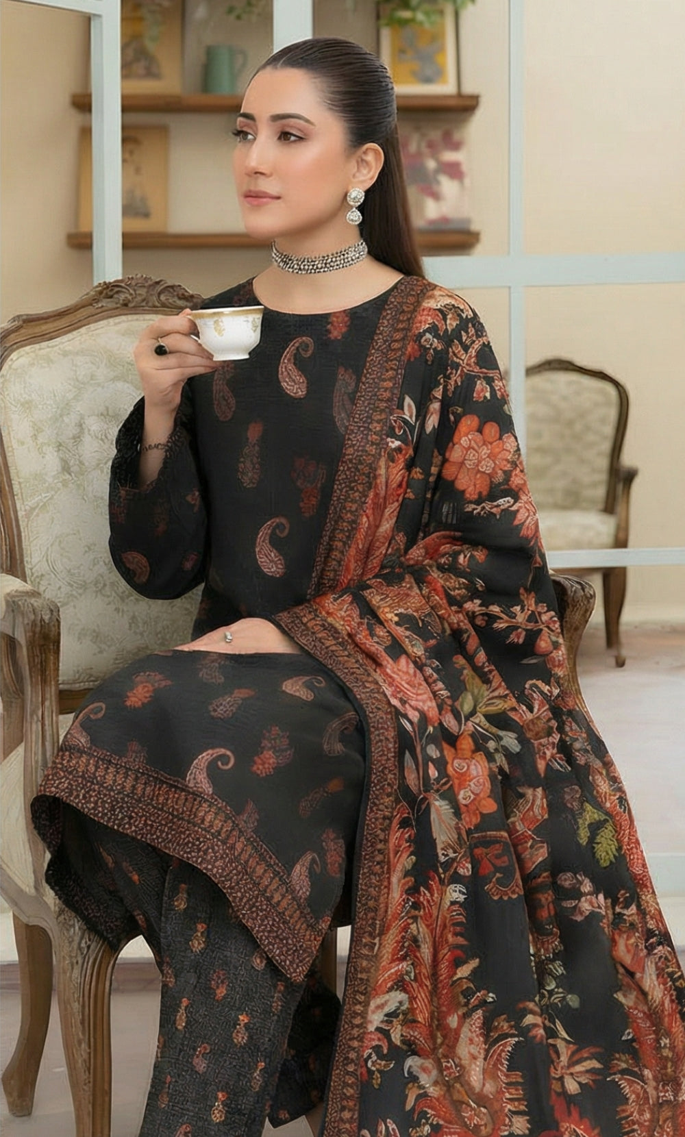 3 Piece Unstitched Karandi Suit BA-V8-15