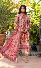 3 Piece Unstitched Printed Dobby Lawn Suit -BA-V18-08
