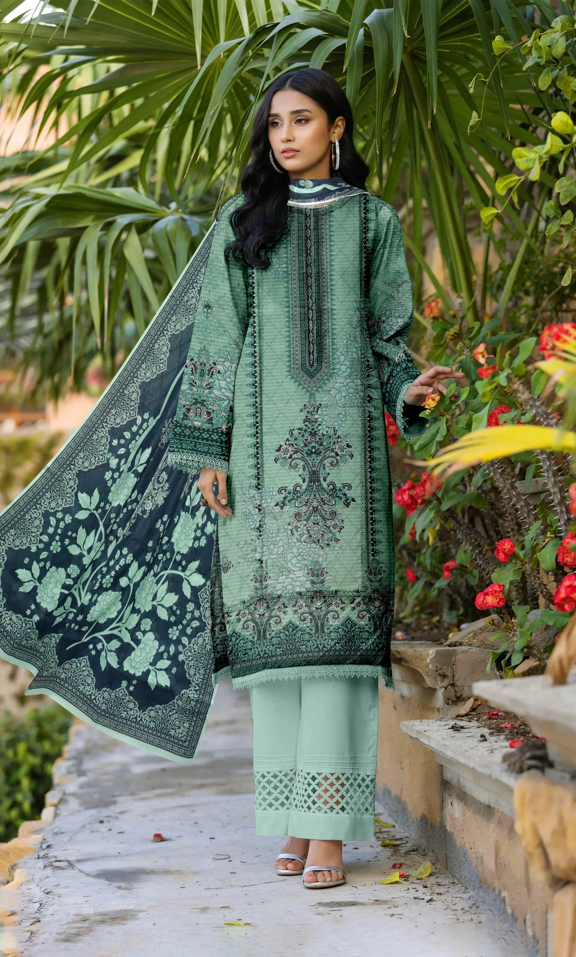 3 Piece Unstitched Printed Dobby Lawn Suit -BA-V18-05