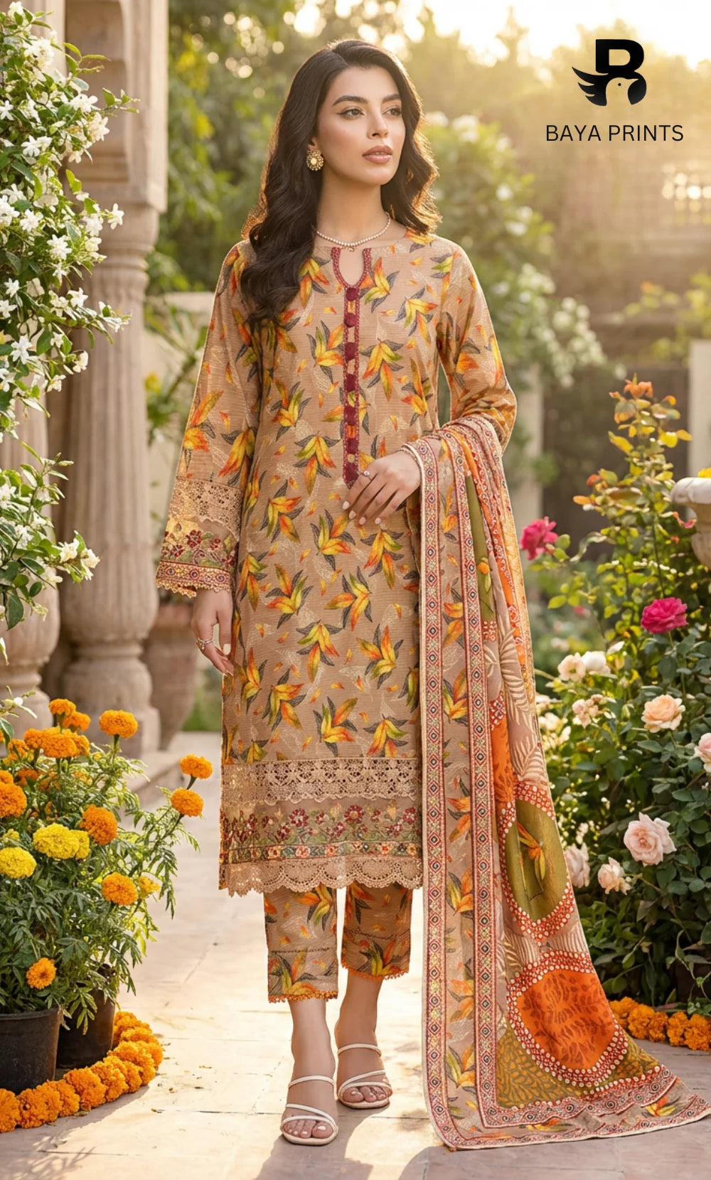 3 Piece Unstitched Printed Lawn Suit -BA-V7