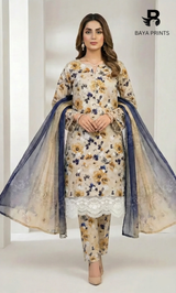 Vireza 3 Piece Unstitched Floral Embroidered Lawn Suit-04