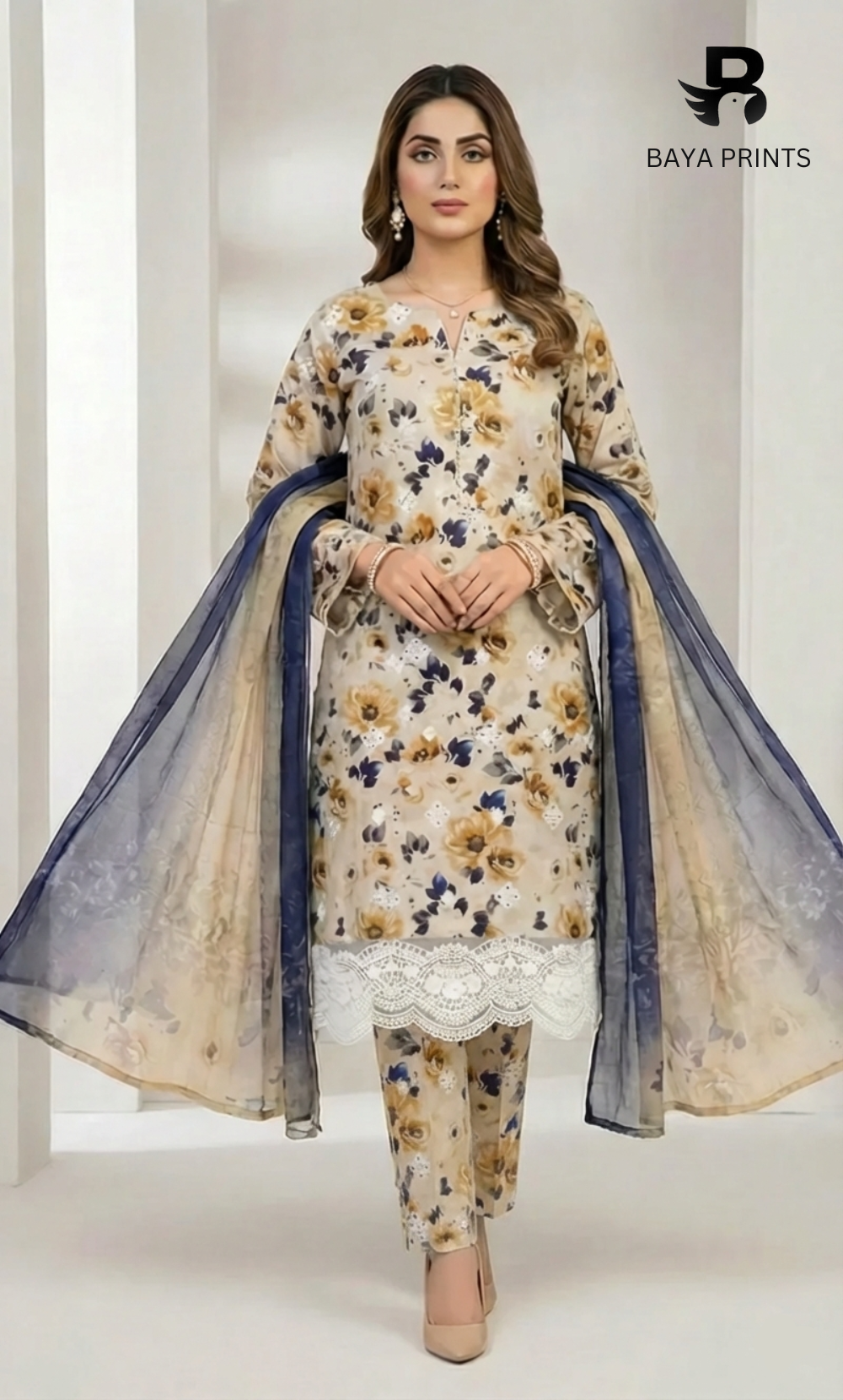 Vireza 3 Piece Unstitched Floral Embroidered Lawn Suit-04