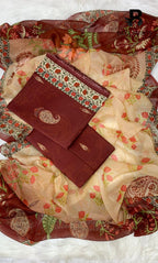 3 Piece Unstitched Printed Doria Viscose Suit with Bamber Dupatta BA-V7-005