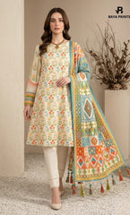 3PC Printed Lawn | Unstitched |  KHD