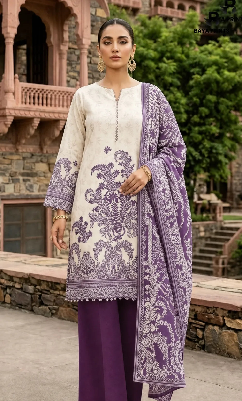 3PC Printed Lawn | Unstitched | BA-V25