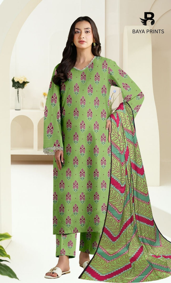 3 Piece Unstitched Printed Doria Linen  Suit  - BA-V3-005 Main Image